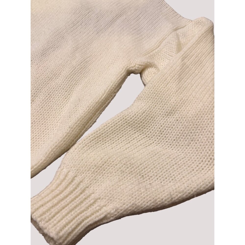 Girls 80s Maggie Lawrence Collection Cream Knit Sweater Geometric‎ Rhinestones L - Picture 10 of 11